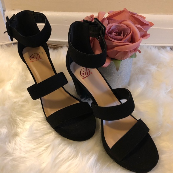 Black sued open toed heels - Picture 4 of 4